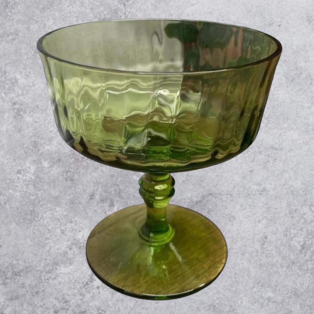 Vintage 1965 Lenox “Casual Green”‎ Patterned Glass Dessert Goblet